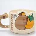 BUĞZ Capybara Figürlü Yayvan Formlu Porselen Kupa Bardak