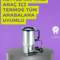  Çelik Gövdeli Araç İçi Isıtıcı Termos Bardak 450 ml Kapasiteli