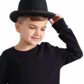BUĞZ Charlie Chaplin Stil Çocuk Şapkası – Siyah Melon Parti Şapkası
