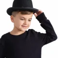  Charlie Chaplin Stil Çocuk Şapkası – Siyah Melon Parti Şapkası