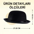  Charlie Chaplin Stil Çocuk Şapkası – Siyah Melon Parti Şapkası