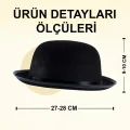 BUĞZ Charlie Chaplin Stil Yetişkin Şapkası – Siyah Melon Parti Şapkası