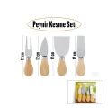 BUĞZ Cheese Knife Set 4pcs Peynir Bıçak Seti Ahşap Bambu Saplı Bx40