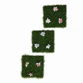 BUĞZ Çiçek Desenli Yapay Çim Gider Kapağı - 96x5 cm - Doğal Görünüm