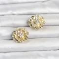 BUĞZ Çiçek Model Zirkon Taşlı Düğme veya Manşet Broşu