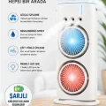 BUĞZ Çift Başlıklı Sprey Fan Nemlendirici Ve Renkli Led Işıklı Beyaz
