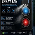BUĞZ Çift Başlıklı Sprey Fan Nemlendirici Ve Renkli Led Işıklı Siyah