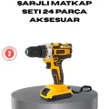 BUĞZ Çift Bataryalı Darbeli Şarjlı Matkap Seti – Metal Dişli, 24 Parça Aksesuar ve LED Işıklı
