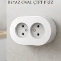 BUĞZ Çift Girişli Beyaz Sıva Üstü Modern Duvar Prizi