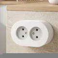 BUĞZ Çift Girişli Beyaz Sıva Üstü Topraklı Priz - Dekoratif Duvar Prizi