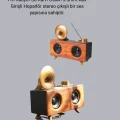 BUĞZ Çift Hoparlörlü Retro Bluetooth Speaker 1800mAh Bataryalı AUX USB SD Kartlı
