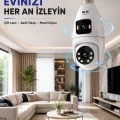 BUĞZ Çift Lens Wi-Fi Ampul Kamera ve Mobil Kontrol Yüksek Çözünürlüklü