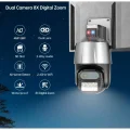 BUĞZ Çift lensli 8X zoom 4MP 4K Ultra HD hareketli gece görüşlü dış mekan WiFi IP kamera 2 yıl garantili
