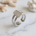 BUĞZ Clariss Parallel Luxury Zirkon Taşlı Gümüş Renk Yüzük