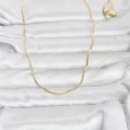 BUĞZ CM 14K Gold Renk İnce Kare Zincirli Model 60 cm Kadın Kolye - BUĞZ