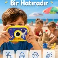 BUĞZ Çocuk Fotoğraf Makinesi HD Video Kayıt Özellikli 2.0 İnç Ekranlı Type-C Şarjlı Dijital Kamera