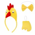 BUĞZ Çocuk Horoz Tavuk Kostüm Seti 3 Parça (Taç + Papyon + Kuyruk)
