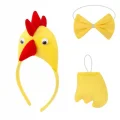 BUĞZ Çocuk Horoz Tavuk Kostüm Seti 3 Parça (taç + Papyon + Kuyruk)