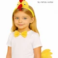 BUĞZ Çocuk Horoz Tavuk Kostüm Seti 3 Parça (Taç + Papyon + Kuyruk)