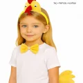 BUĞZ Çocuk Horoz Tavuk Kostüm Seti 3 Parça (Taç + Papyon + Kuyruk)
