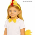 BUĞZ Çocuk Horoz Tavuk Kostüm Seti 3 Parça (Taç + Papyon + Kuyruk)
