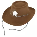BUĞZ Çocuk Kovboy Şapkası Plastik Üzeri Flok Kaplama Açık Kahverengi