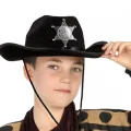 BUĞZ Çocuk Kovboy Şapkası Sheriff Şapkası Siyah Renk