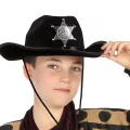 BUĞZ Çocuk Kovboy Şapkası Sheriff Şapkası Siyah Renk