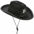 BUĞZ Çocuk Kovboy Şapkası Sheriff Şapkası Siyah Renk - Lisinya