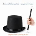 BUĞZ Çocuk Sihirbaz Şapkası Ve Uzayan Yaylı Sihirli Sopa Seti