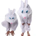  Çocuk Tavşan Kostümü Beyaz Renk 2-3 Yaş 80 cm