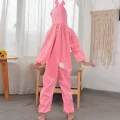  Çocuk Tavşan Kostümü Pembe Renk 4-5 Yaş 100 cm