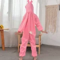  Çocuk Tavşan Kostümü Pembe Renk 6-7 Yaş 120 cm