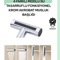BUĞZ Çok Fonksiyonlu Musluk Başlığı | 4 Su Modu | Geniş Uyumlu Adaptör Seti | Mutfak ve Banyo Uyumlu