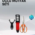 BUĞZ Çok Fonksiyonlu Mutfak Makas Seti – 3 Makas, Bileyici ve Soyacak Dahil
