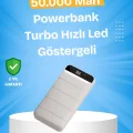 BUĞZ Çoklu Cihaz Uyumlu LED Ekranlı 50000 mAh Powerbank