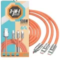BUĞZ Çoklu Şarj Kablosu USB Type-C İOS Uyumlu 120W Hızlı Şarj Kablosu