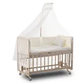 BUĞZ ComfyMax Sallanır Anne Yanı Doğal Ahşap Beşik ve Uyku Seti - 60x120 cm
