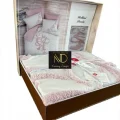 BUĞZ Cotton Box Puff Nakışlı Ranforce Çift Kişilik Anneler Günü Nevresim Takımı Bellini Pembe