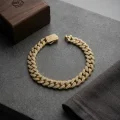 BUĞZ Cuban Zincir Model Zirkon Taşlı Gold Renk Erkek Bileklik