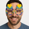  Cupcake Temalı Doğum Günü Renkli Karton Happy Birthday Gözlüğü 6 Adet