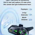 BUĞZ D2-6x 1000m Mesafeli 6 Kanallı İntercom Bluetooth Motosiklet Kask Kulaklığı İntercom Kulaklık