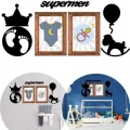  DECO103 Supermen Dekoratif Duvar Süsü Tablo Aksesuar Ahşap Tasarım Hediye Pano Sticker Seti
