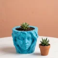 BUĞZ Dekoratif 3D Kadın Yüzü Ağaç Tasarımlı Saksı Vazo Modern Ev Dekoru