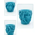 BUĞZ Dekoratif 3D Kadın Yüzü Ağaç Tasarımlı Saksı Vazo Modern Ev Dekoru
