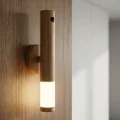 BUĞZ Dekoratif Ahşap Renk Şarjlı LED Aplik Hareket Sensörlü Kablosuz Günışığı Lüks Lamba