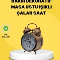 BUĞZ Dekoratif Bronz Renk Metal Alarmlı Masa Üstü Saat Klasik Tasarım