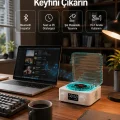 BUĞZ Dekoratif Gece Işıklı Bluetooth Hoparlör – Zaman ve Pil Ekranlı