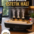 BUĞZ Dekoratif Gemi Modeli 7 Renk Işıklı Hava Nemlendirici ve Oda Kokusu Difüzörü Yeni Nesil