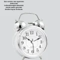 BUĞZ Dekoratif Gümüş Işıklı Alarmlı Masa Saati Sessiz Mekanizma - BUĞZ